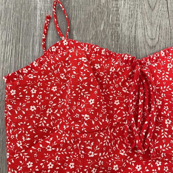 Zara Red Corset Style Floral Top - Picture 2 of 7